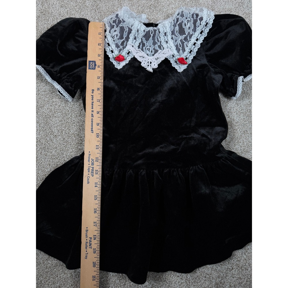 Vintage Black Velvet‎ Lace Collar Rose Dress Girls Size 6 USA